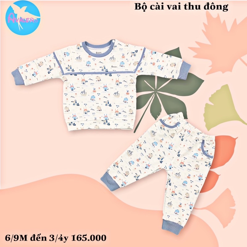 AVALER -Bộ nỉ da cá thu đông avaler chính hãng cho bé trai /bé gái