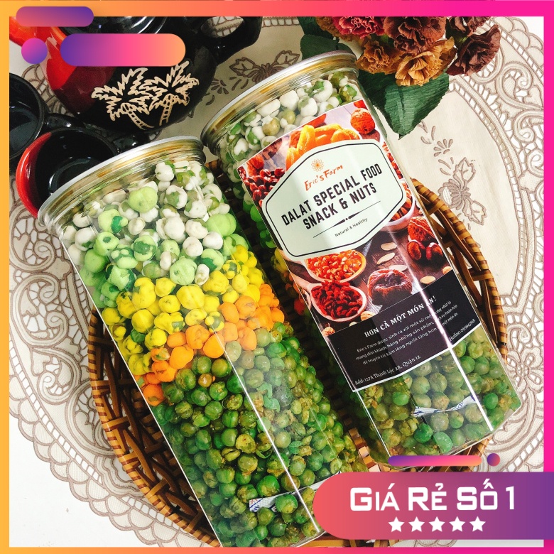 Đậu hà lan mix 5 vị Eric's Farm 420g, thơm giòn, ăn vặt Sài Gòn vừa ngon vừa rẻ