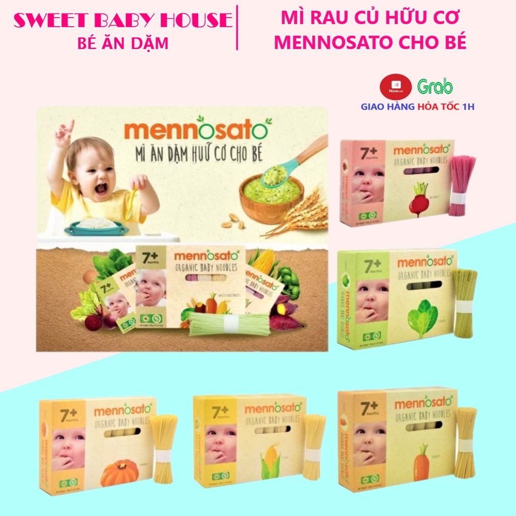 Mì rau củ hữu cơ Mennosato 200g ăn dặm cho bé từ 7 tháng. Date 1/2023 - Sweet Baby House