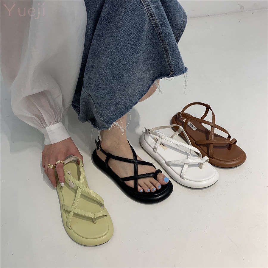 Giày Sandal Đế Dày Phong Cách Retro Pháp Thời Trang Xuân Hè 2022 Cho Nữ