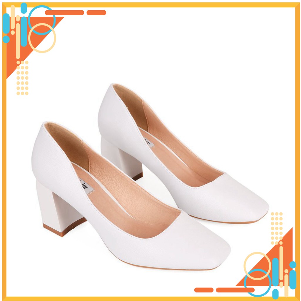 Giày cao gót đế vuông 7cm HT.NEO da bò siêu mềm, sang trọng, thanh lịch và vô cùng chắc chắn CS162