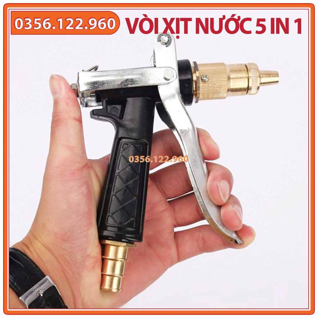 Vòi xịt nước tưới cây, rửa xe áp lực cao - kim loại (5 trong 1)