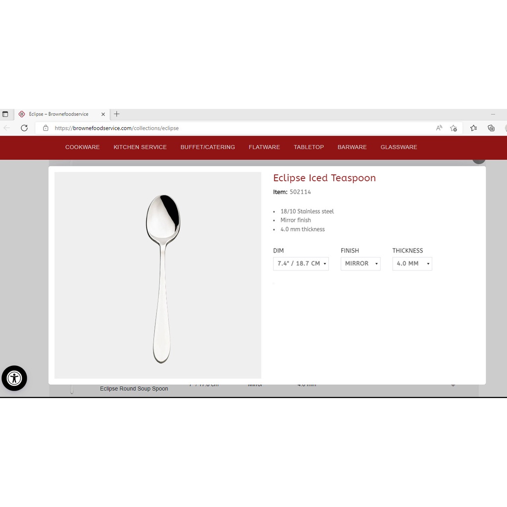 Muỗng chanh, thìa chanh, thìa dài dành cho ly cao inox 304 của hãng BROWNE, GOURMET hàng vnxk