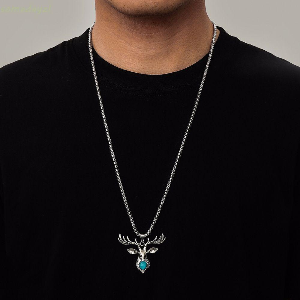 Dây Chuyền Dài Mặt Hình Đầu Bò/Hươu Thời Trang Phong Cách Punk Hàn Quốc Cho Nam