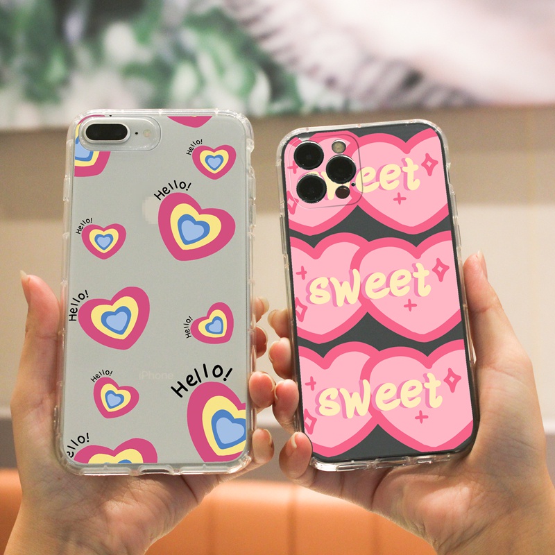 Ốp lưng iphone Ốp điện thoại Suntaiho TPU trong suốt họa tiết trái tim ngọt ngào cho IPhone 13 12 11 Pro Max X Xs Max XR 8 7 6 6S Plus