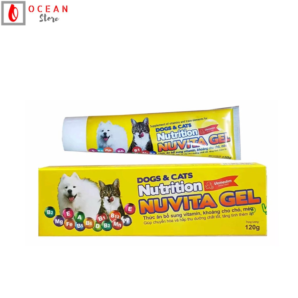 Thức ăn gel bổ sung vitamin, khoáng cho chó, mèo - Nuvita Gel 120g