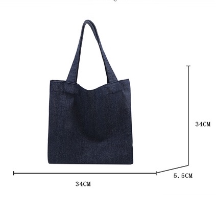 Túi Xách Vải Denim Đeo Vai Sức Chứa Lớn Màu Sắc Đơn Giản Thời Trang Retro Cho Nữ