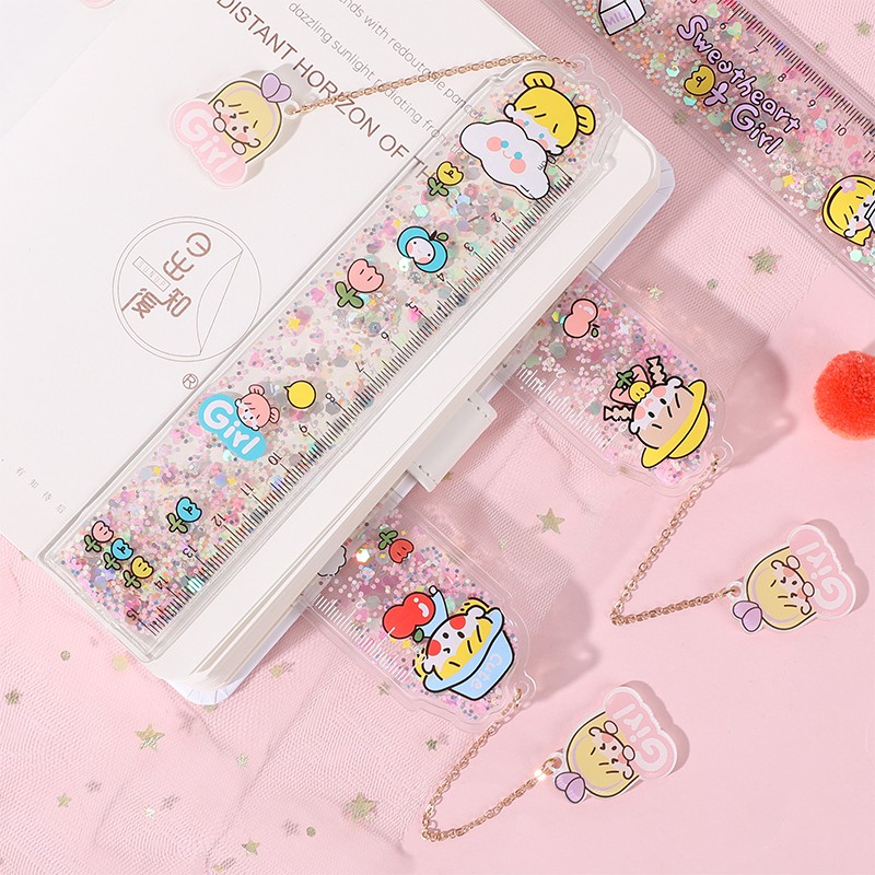 Thước Kẻ Cute 💖 Thước Dẻo Thước Nước Kết Hợp Bookmark Sáng Tạo Xinh Xắn Miss Book - Girls Phụ Kiện Bullet Journal