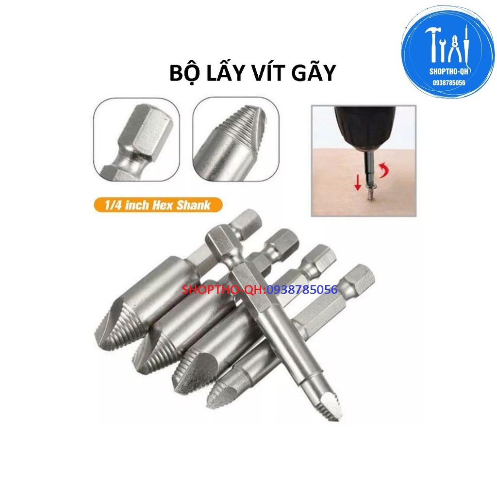 Bộ 5 dụng cụ taro lấy ốc vít gãy cao cấp chân lục giác.