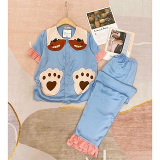 pijama dài chất liệu lụa latin
