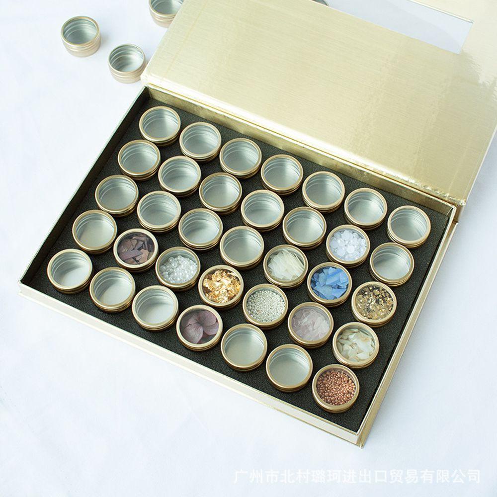 MOCHO Hộp Đựng Trà / Trang Sức / Móng Tay Hình Tròn Cỡ Nhỏ Đính Kim Sa Lấp Lánh Tiện Dụng