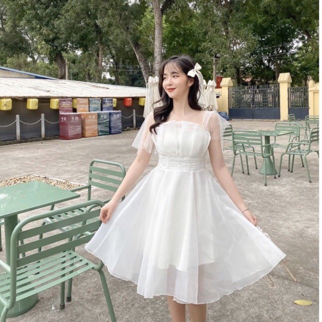 [Mã FAGREEN1505 giảm tới 30K đơn 99K] Váy xếp ly ngực ly eo cộc tay