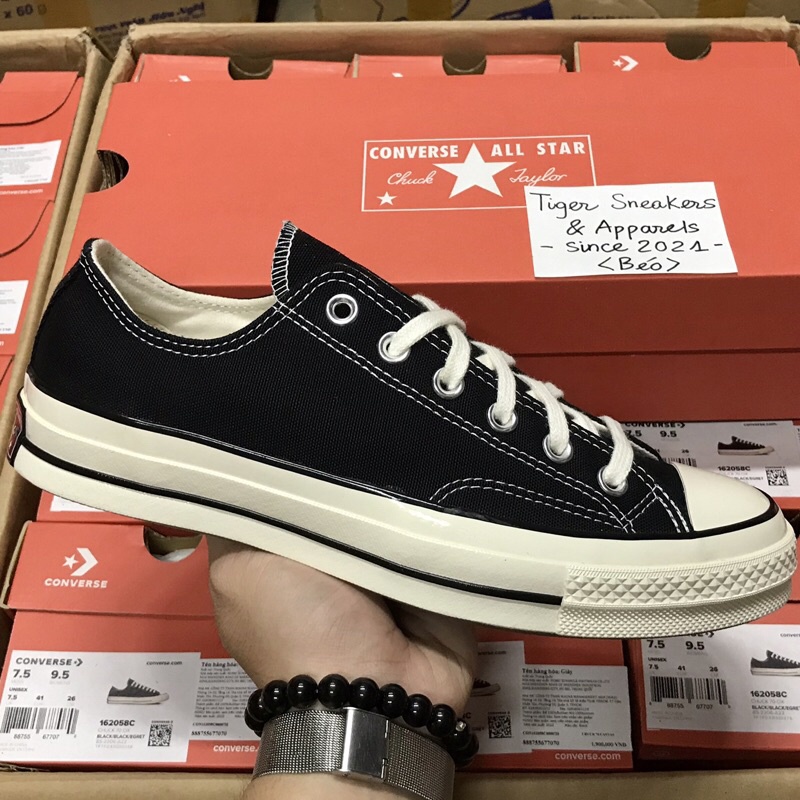 Tiger Sneakers - Giày Sneaker Converse 1970s chính hãng cổ thấp màu đen | 162058C (CÓ TEM SIZE)