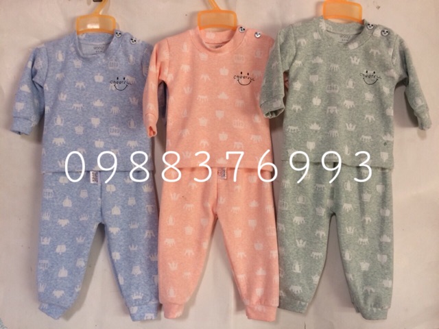 Sét 3 bộ nỉ cotton hãng Wooyi 0-18m (sỉ, lẻ)