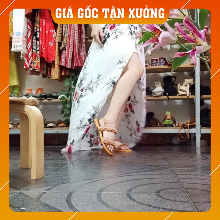 Giày sandal thổ cẩm 2 quai ngang phong cách boho hình chụp thật [HÀNG CÓ SẴN]