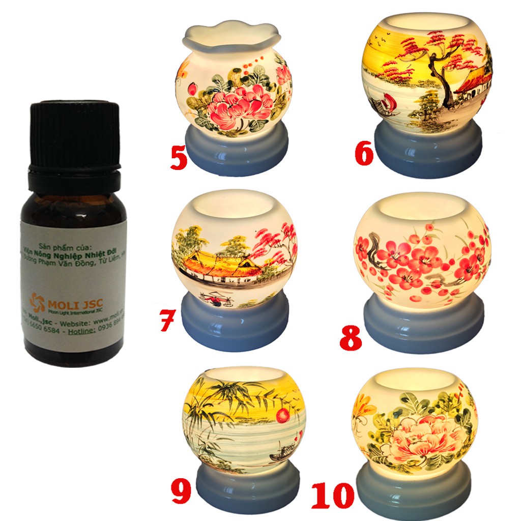 Combo tinh dầu tràm gió 10ml Viện và đèn xông tinh dầu điện MNB