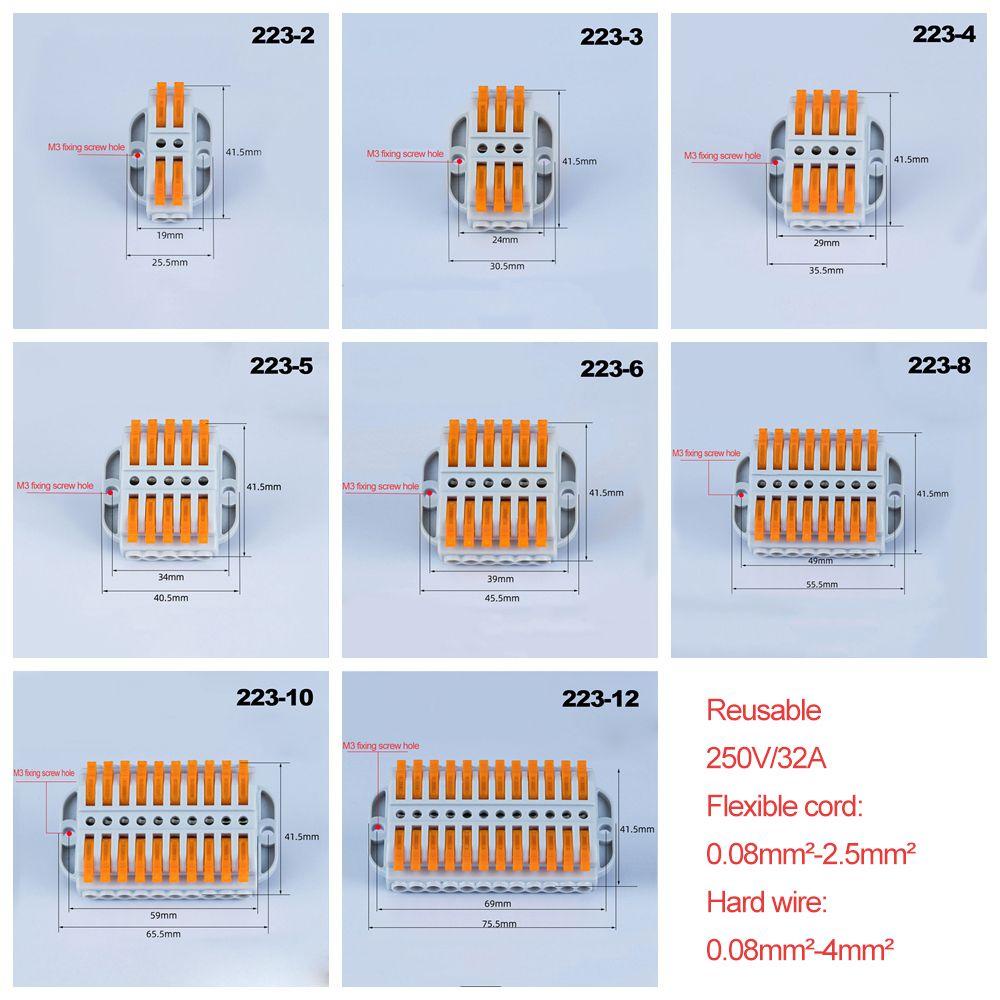 KUNHEV Đầu Nối Dây Điện 2-12 Chấu Thiết Kế Nhỏ Gọn Tiện Dụng