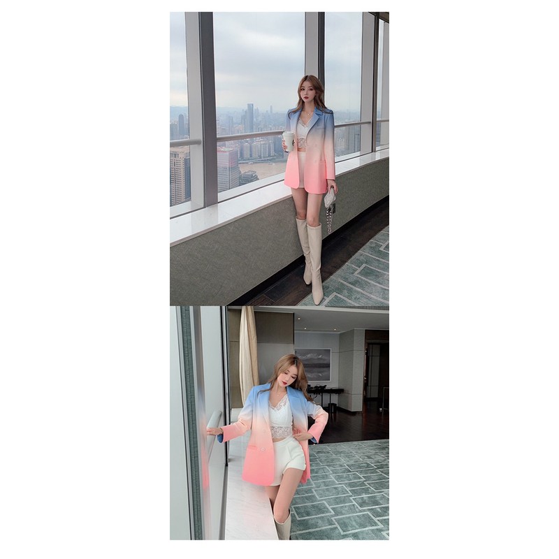 Áo vest blazer dáng dài màu ombre qccc