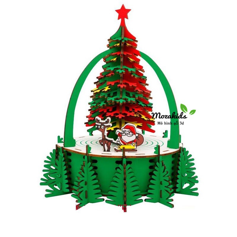 Đồ chơi lắp ráp gỗ 3D Mô hình Cây thông Noel Christmas Tree Laser