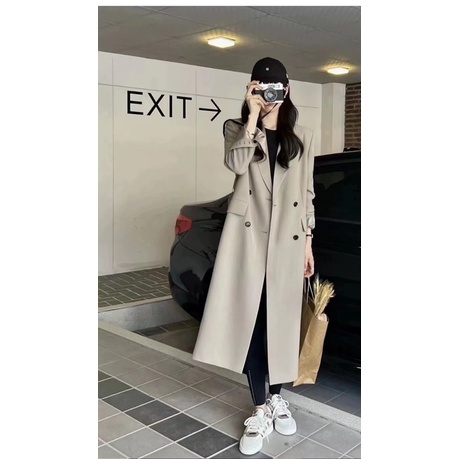 áo khoác blazer dáng dài 4 màu dáng basic Hàn Quốc kèm đai boiling sẵn hàng