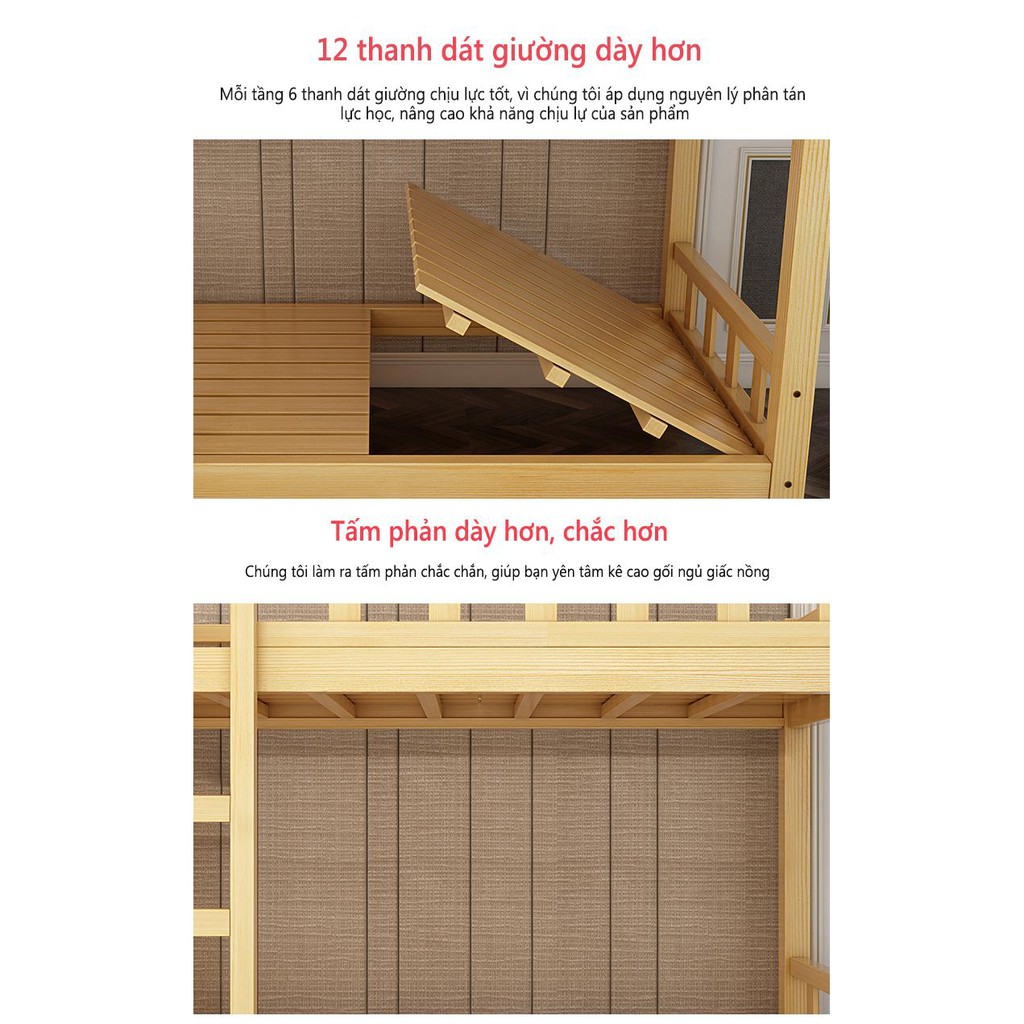 Giường tầng gỗ thông mộc 90x190x160cm - Giường tầng cho bé | BigBuy360 - bigbuy360.vn