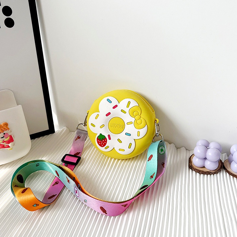 Túi Đeo Chéo Hình Bánh Donut Bằng Silicon Phong Cách Công Chúa Dễ Thương Cho Bé Gái