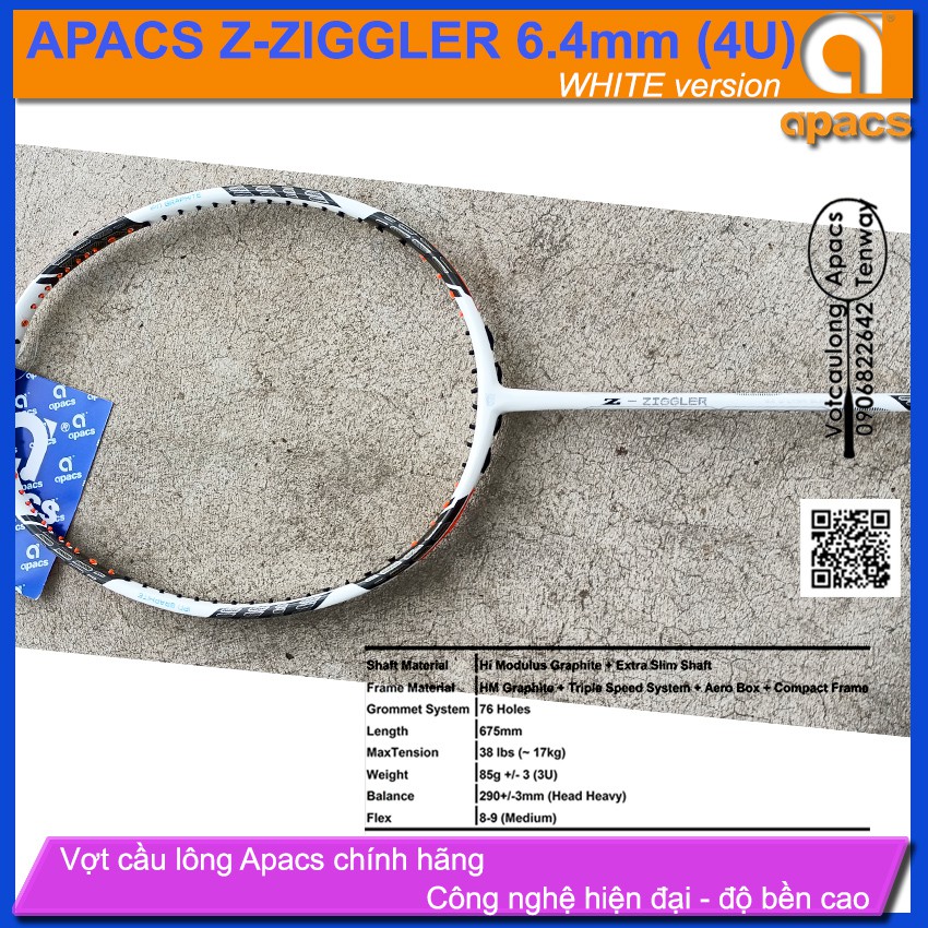 [Vợt cầu lông Apacs Z-Ziggler New White Version - 4U] Thân đũa công nghệ mới, sơn nhám trắng cực đẹp