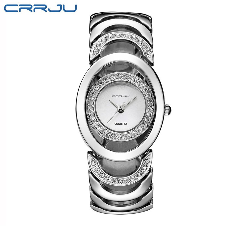 Đồng hồ nữ CRRJU 2201 bằng thép không gỉ chống nước thời trang doanh nhân thường ngày