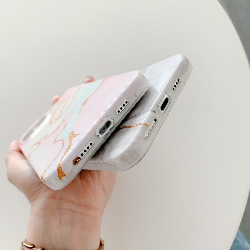 Case For iPhone 12 Pro Max 12 Mini 11 Pro Max XS Max XR X 7 Plus 8 Plus SE 2020 Shockproof Gold Powder Marble Soft Phone Case Cover