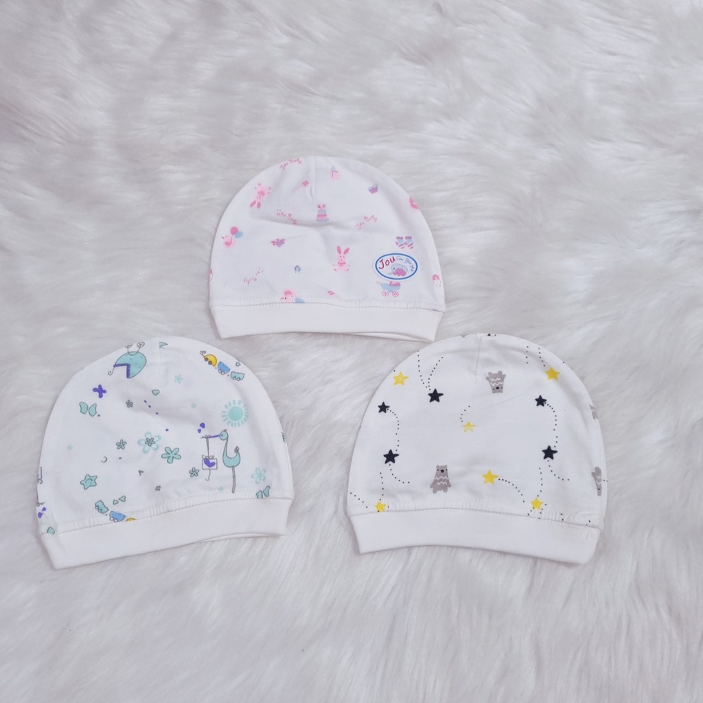 Nón sơ sinh Jou vải cotton 100% mềm đẹp