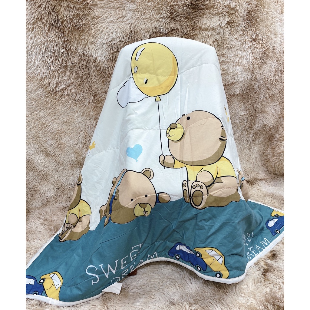 CHĂN COTTON TRẺ CON cho bé đi học nhẹ mềm hình siêu xinh kt 1mx1m4