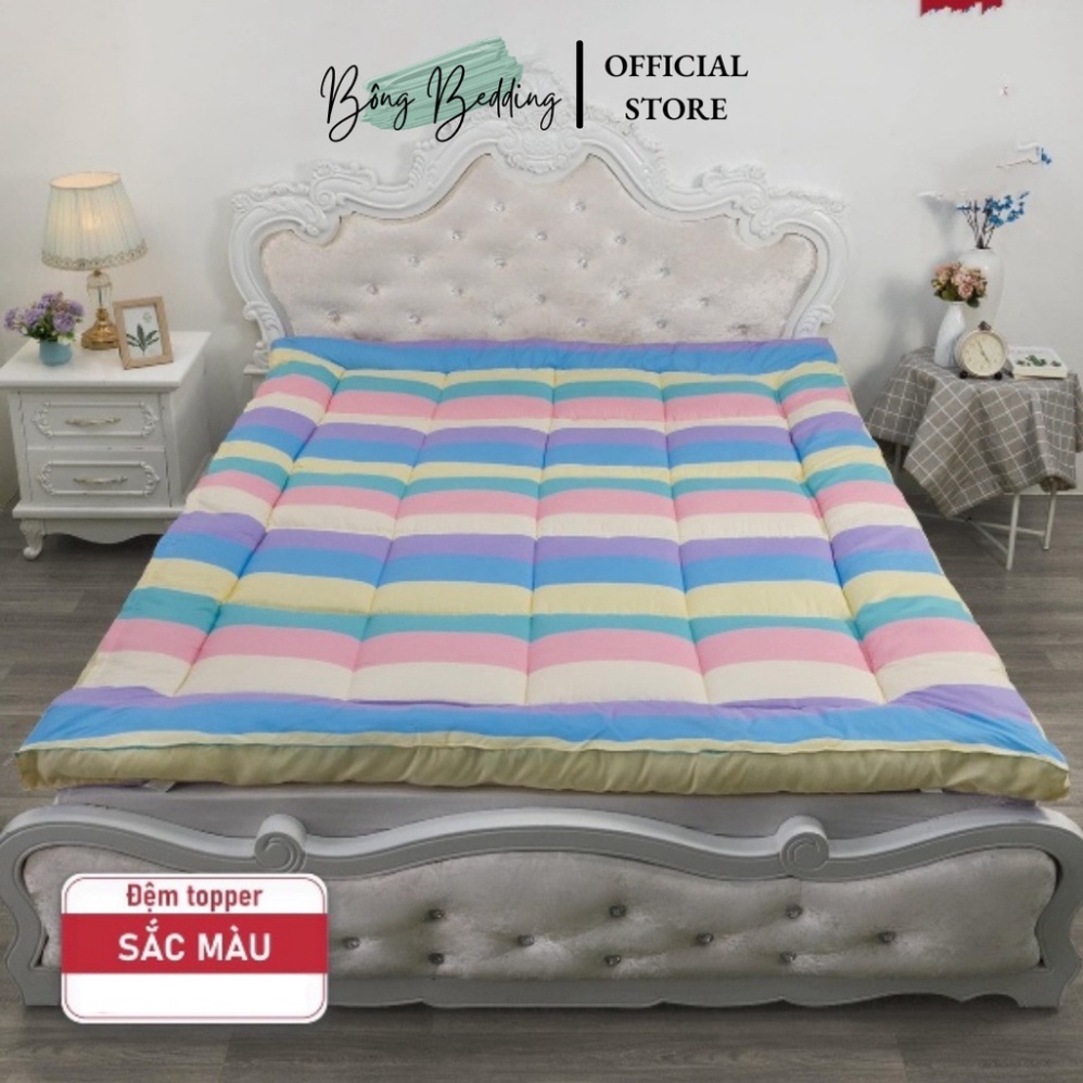 Topper Nệm Dày 5-6cm, Topper Làm Mềm Đệm Hàn Quốc Tiện Lợi Vải Cotton Poly, Gấp Gọn Khi Sử Dụng