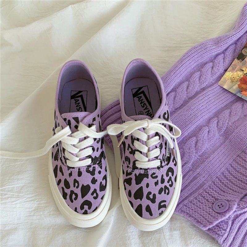 6:30PM Order Mã 065 Giày sneaker ulzzang dáng vans basic họa tiết da báo màu hồng tím hot trend