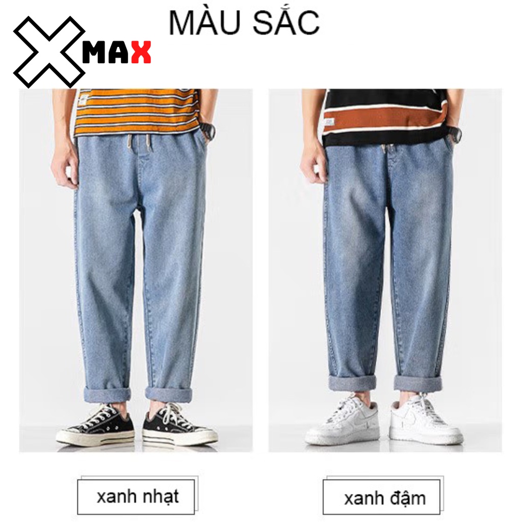 Quần jean nam Baggy màu xanh phom suông, rộng chất bò cao cấp hottrend hàn quốc Xmax B040