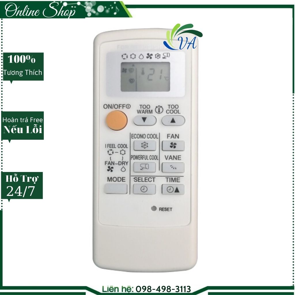 Remote Máy Lạnh Mitsubishi Inverter MP08B ( Mặt Trắng)_Bảo Hành Đổi Mới
