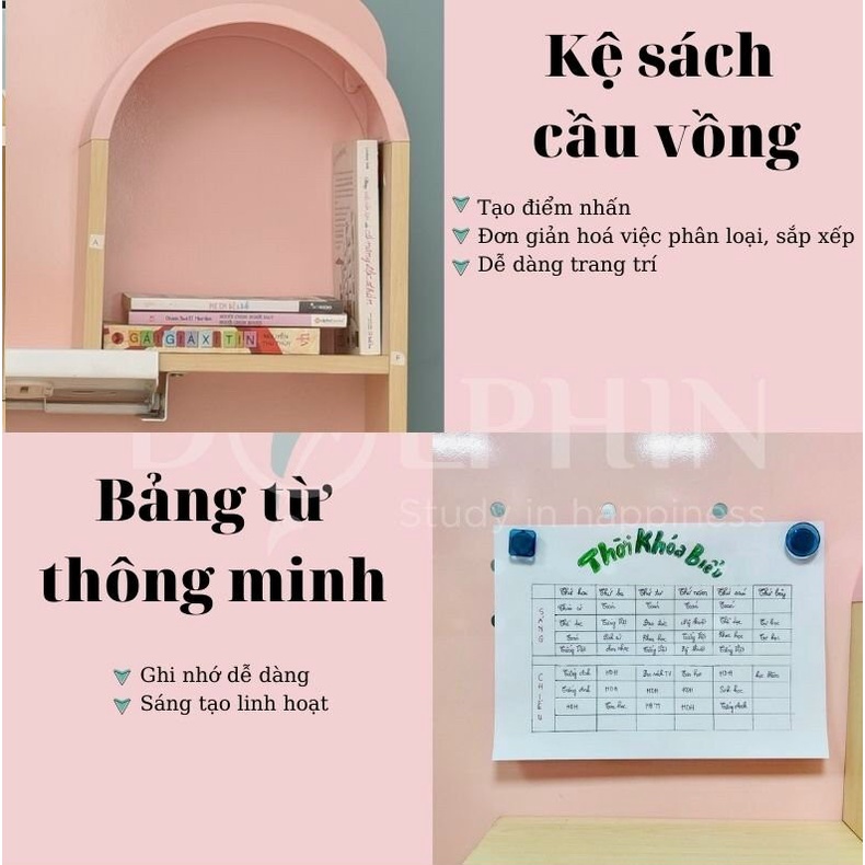 Bộ bàn học thông minh chống gù chống cận cho học sinh từ 3 đến 18 tuổi DOLPHIN- 04, kt mặt bàn 100*60cm
