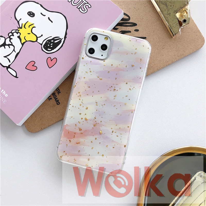 Ốp lưng họa tiết đa sắc phối lá vàng thời trang cho iPhone 7plus 6s 6 7 8 Plus iPhone11 Pro Max X XR XSMax iPhone 12 Pro Max 12Mini | BigBuy360 - bigbuy360.vn