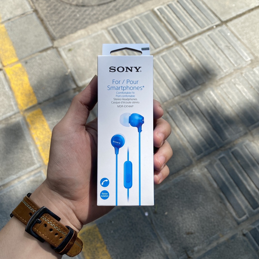Tai nghe dây jack 3.5mm có mic Sony MDR-EX14AP chính hãng chống ồn cực tốt - Hàng Fullbox mới 100% bảo hành 12 tháng