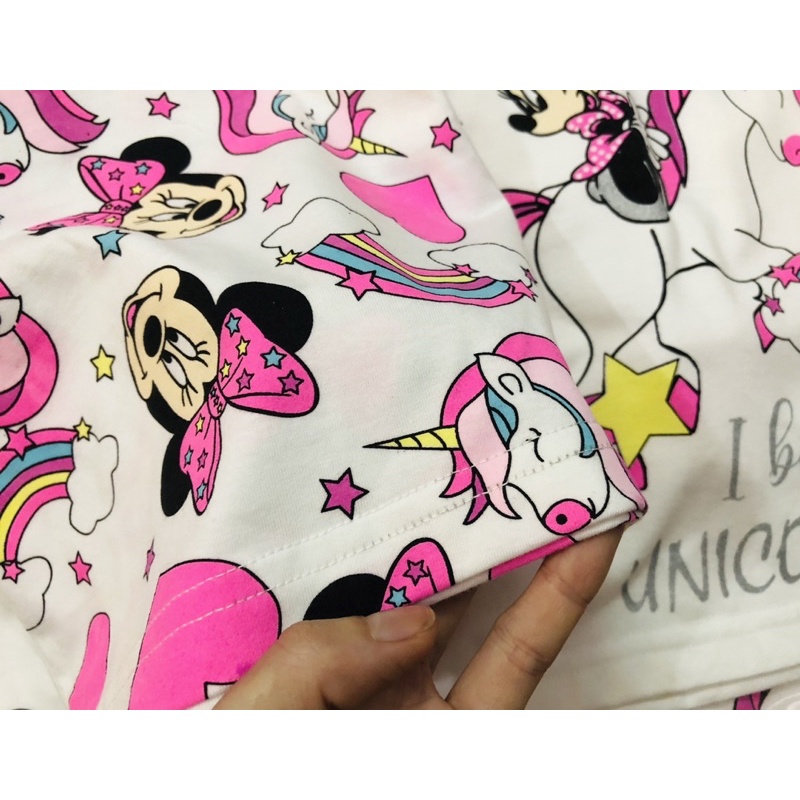 Set 2 bộ cotton dài tay Minnie.pony cho bé gái màu hồng size từ 10-24 cân