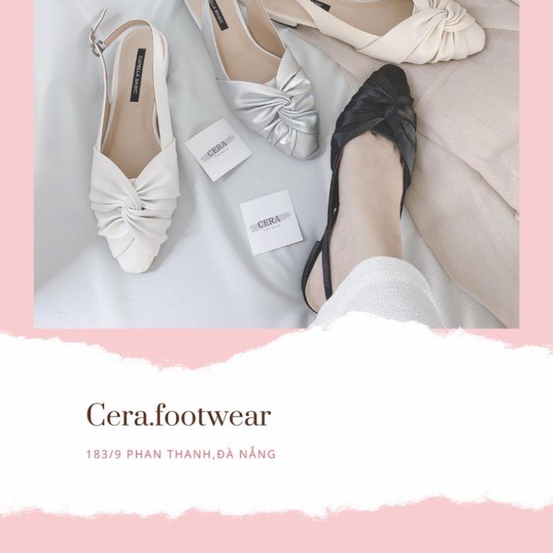 GIÀY BỆT QUAI HẬU MIN NƠ XOẮN CAPELLA GÓT 2CM - DÉP QUAI HẬU NỮ DÁNG SLINGBACK - ĐEN - TRẮNG - KEM - BẠC MAL
