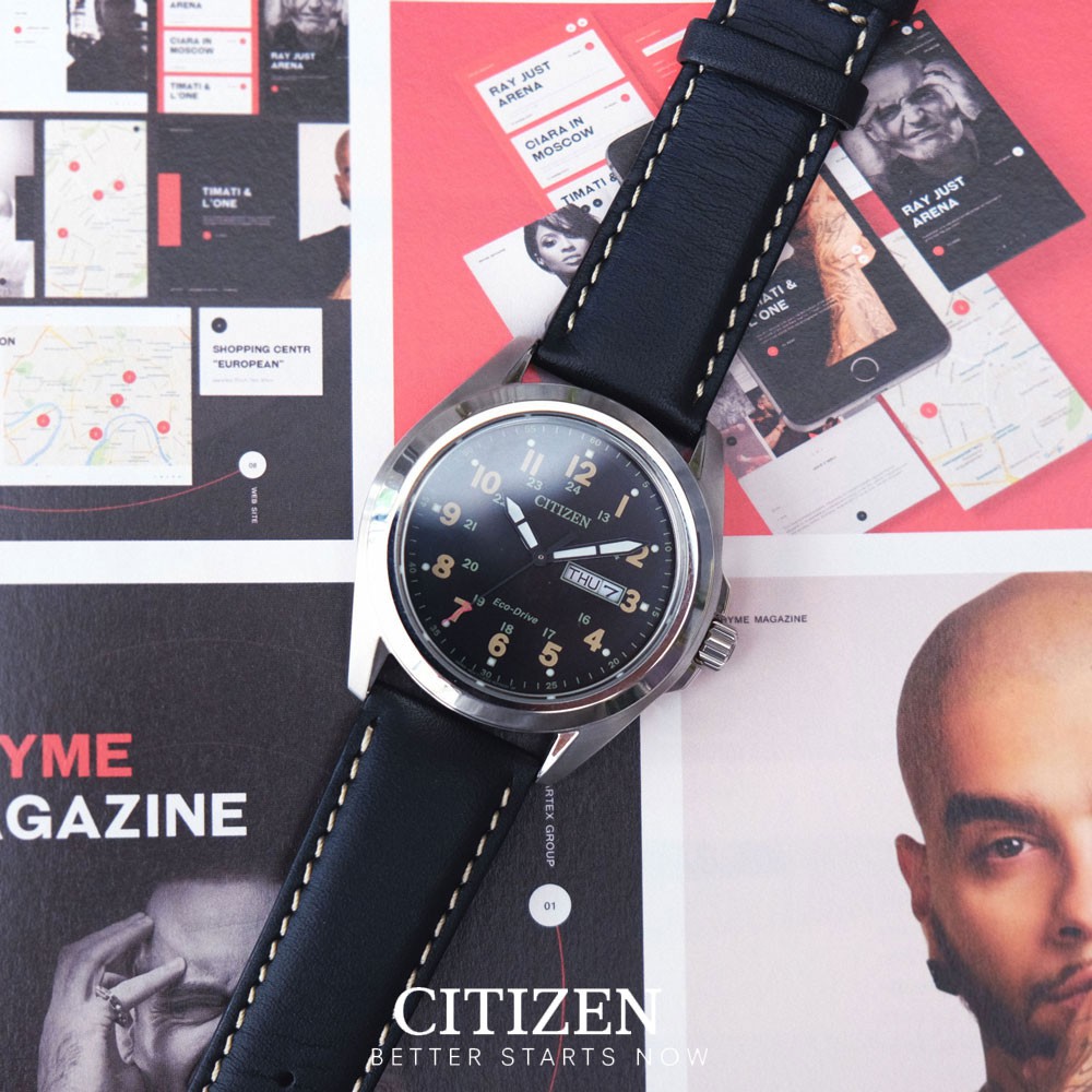 Đồng Hồ Nam Citizen Dây Da AW0050-07E - Mặt Đen