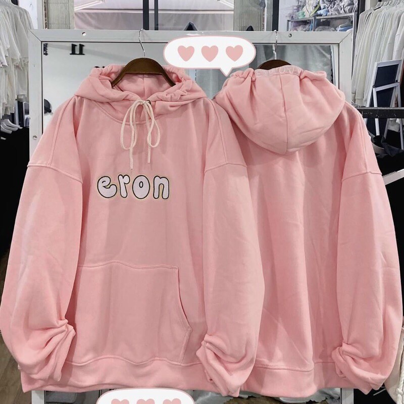 Áo khoác HOODIE ERON chui đầu tay phồng form rộng có nón Hàn Quốc cho nam nữ VIVU123STORE HOD002