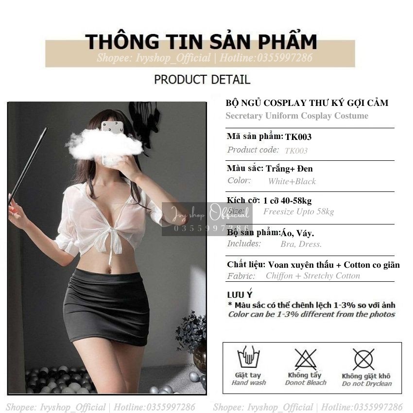 Cosplay Sexy Thư Ký Gợi Cảm. Bộ Đồ Ngủ Sexy Cosplay Tiếp Viên Croptop Buộc Dây TK003 Tk005 TKVN