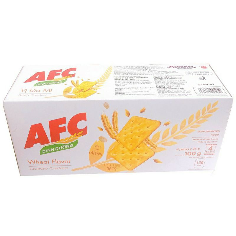 Bánh cracker dinh dưỡng AFC vị rau/ vị lúa mì (hộp 4 gói/ 100g)