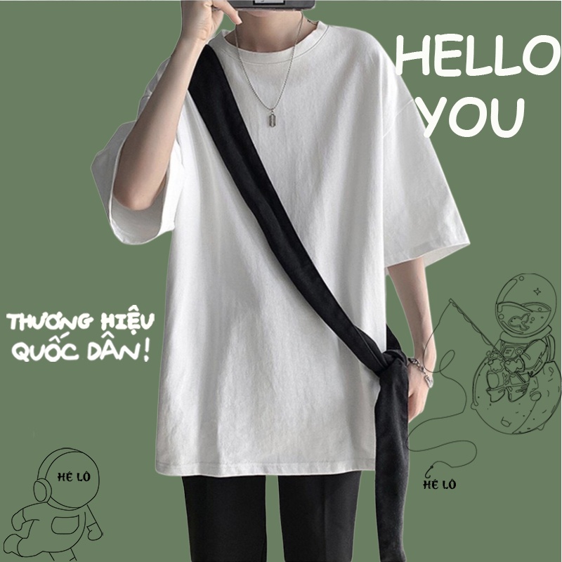 Áo thun  unisex Trơn tay lỡ Crying Center cotton màu trắng đen