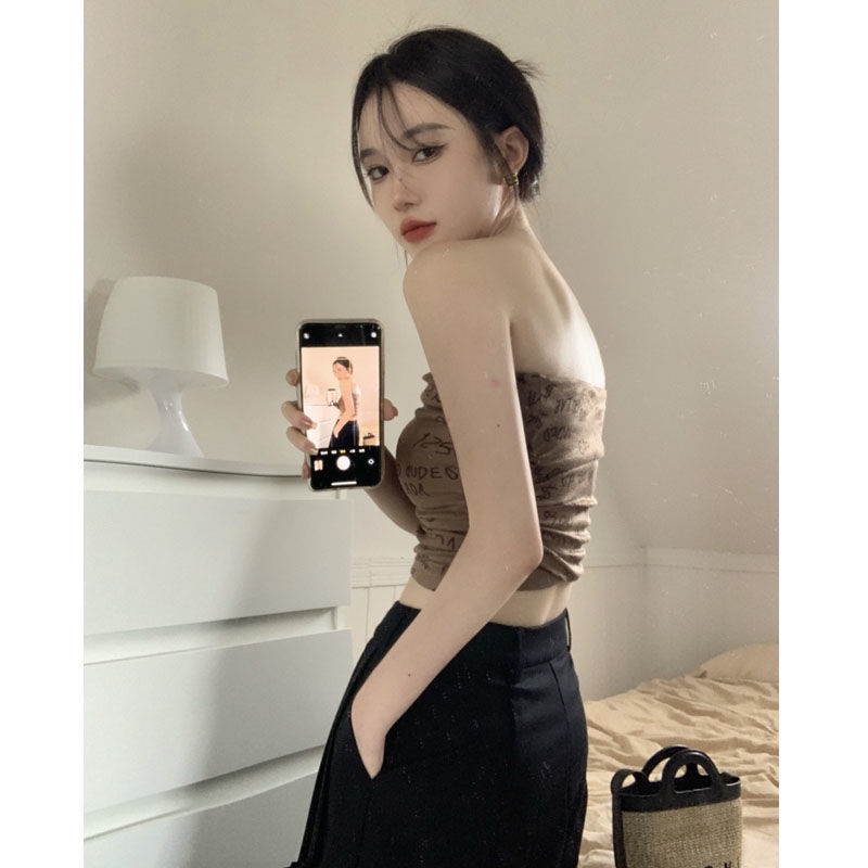 Áo Lửng Mỏng Sát Nách In Chữ Thời Trang Mùa Hè Quyến Rũ Cho Nữ