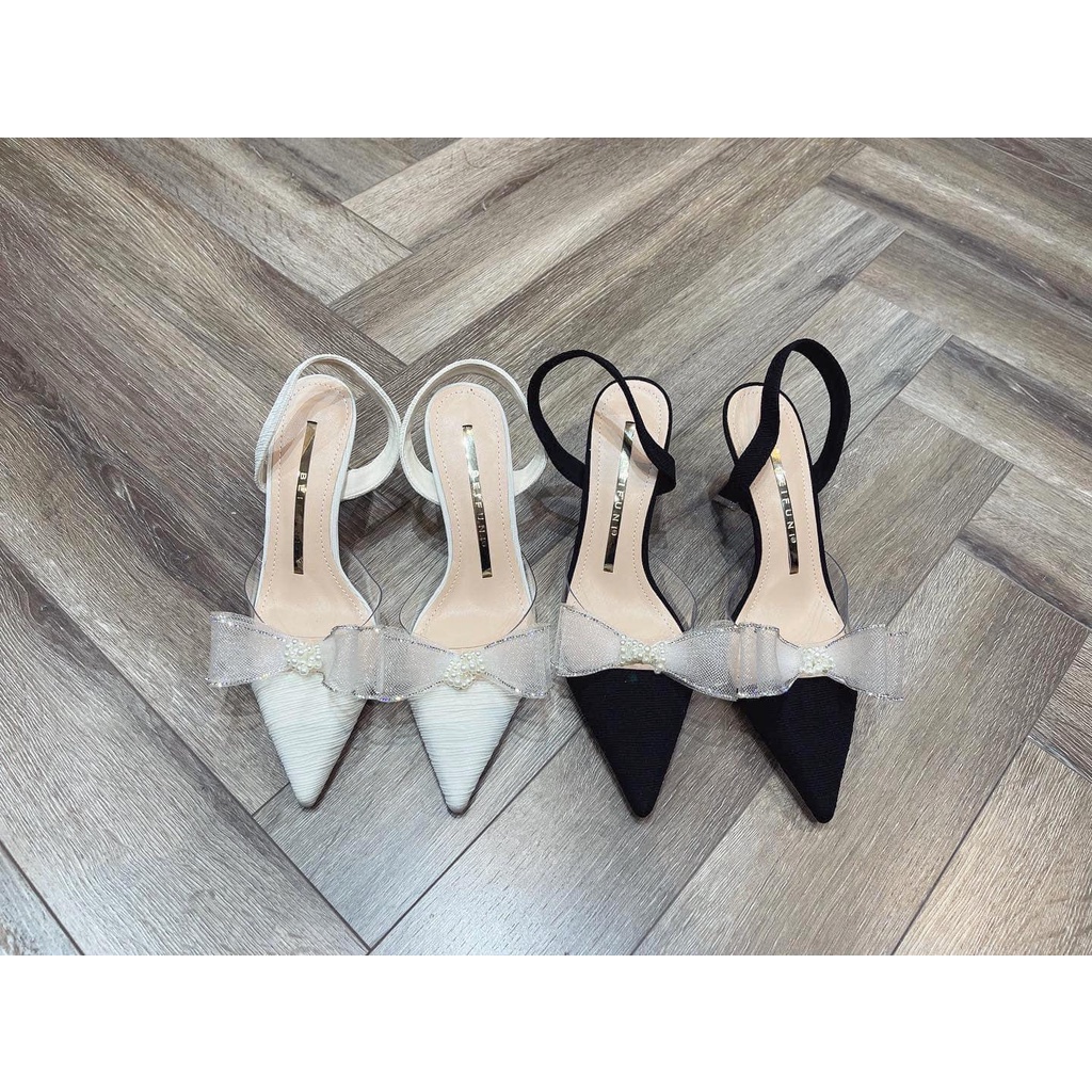 Cao gót quai sau nơ lưới phối trong 520-1 - Kachi House