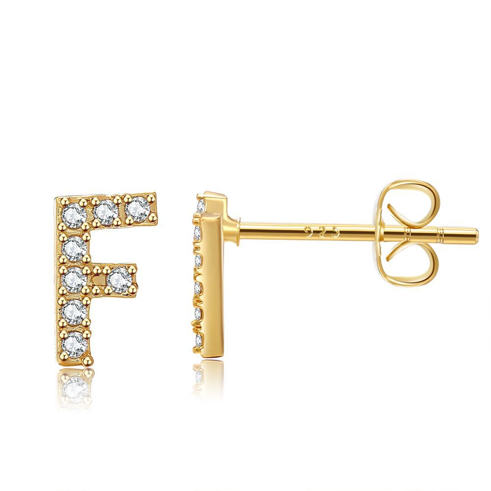1 Đôi Bông Tai Chữ Cái Từ A-Z Mạ Vàng 18k Không Gây Dị Ứng