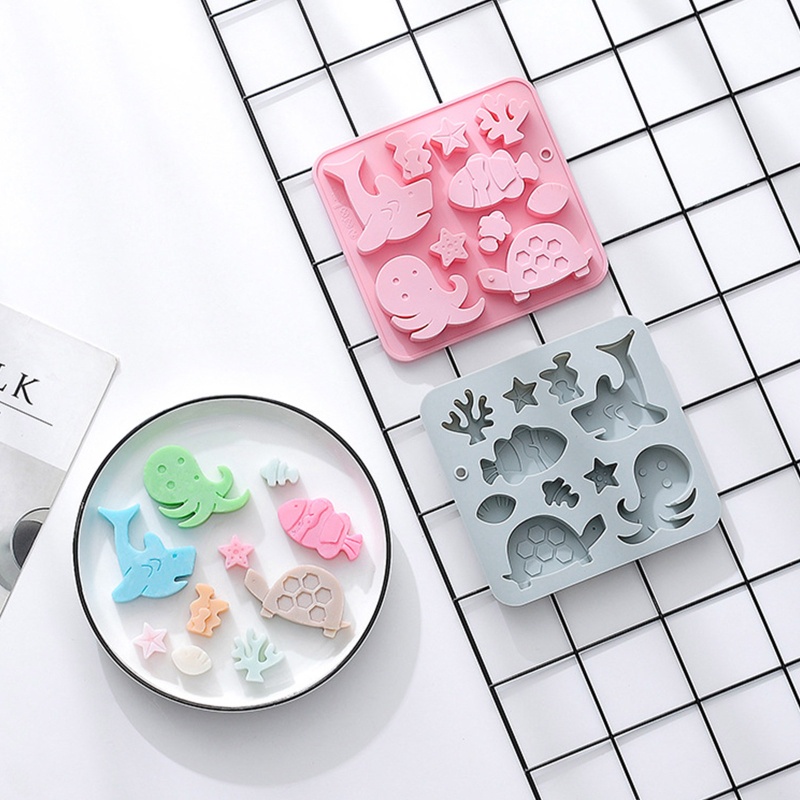 Aoto Khuôn 10 Ngăn Làm Bánh / Xà Phòng / Sô Cô La Hình Sinh Vật Biển DIY