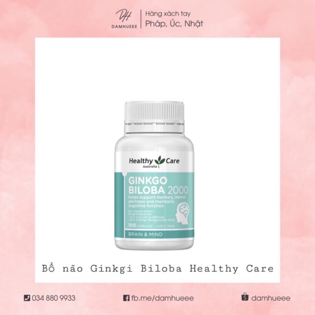 [Mã GROSALEHOT giảm 8% đơn 250K] (Đủ bill) Bổ não Ginkgo Biloba Healthy Care Úc 100 viên | BigBuy360 - bigbuy360.vn